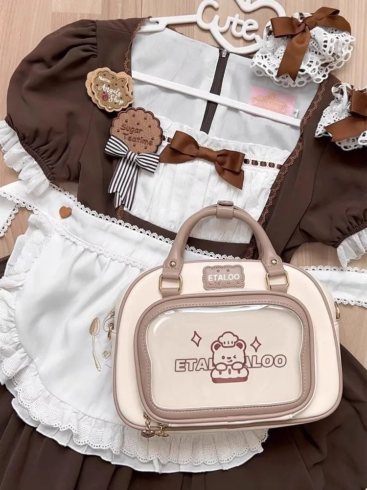New Y2K Cute Ita Backpack Comic Exhibition Crossbody Bag Lolita Girl Transparent Cosplay Shoulder Bag DIY Badge Display Handbags