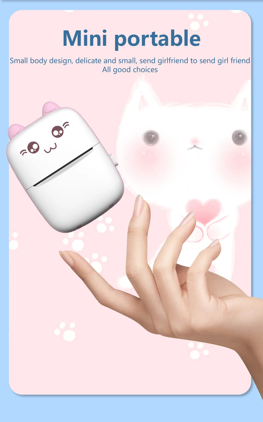 Meow Mini Label Printer Thermal Portable Printers Stickers Paper Inkless Wireless Impresora Portátil 200dpi Android IOS 57mm