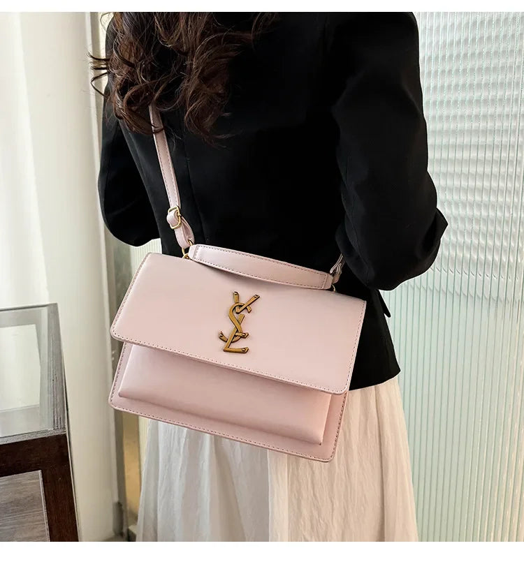 High-End Leather Women Diaper Bag Classic Designer Paris Casual Simple Vintage Trendy Design with Adjustable Shoulder Strap