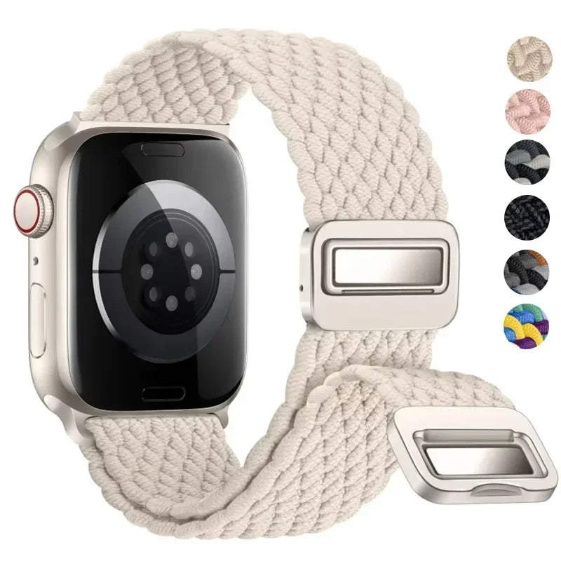 Braided Band For Apple Watch Strap 44mm 40mm 45mm 46mm 49mm 41mm 38 Magnetic Nylon Bracelet iWatch series se 7 6 8 9 10 Ultra 2