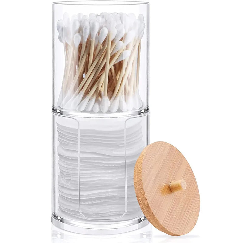 Bathroom Organizer Accessories Set Makeup Holder Storage with Clear Plastic Lids, Cotton Ball/Swabs Dispenser, Organizer Jar