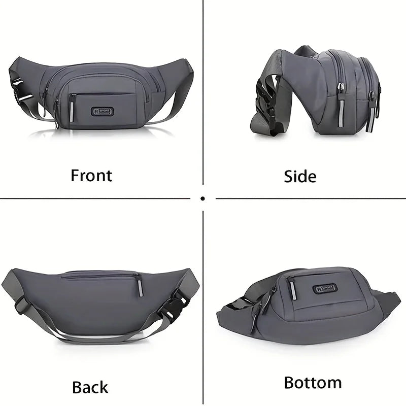 Women's fashionable multi-functional pocketed casual sports waist bag, solid color travel chest bag/work weekend summer vacation