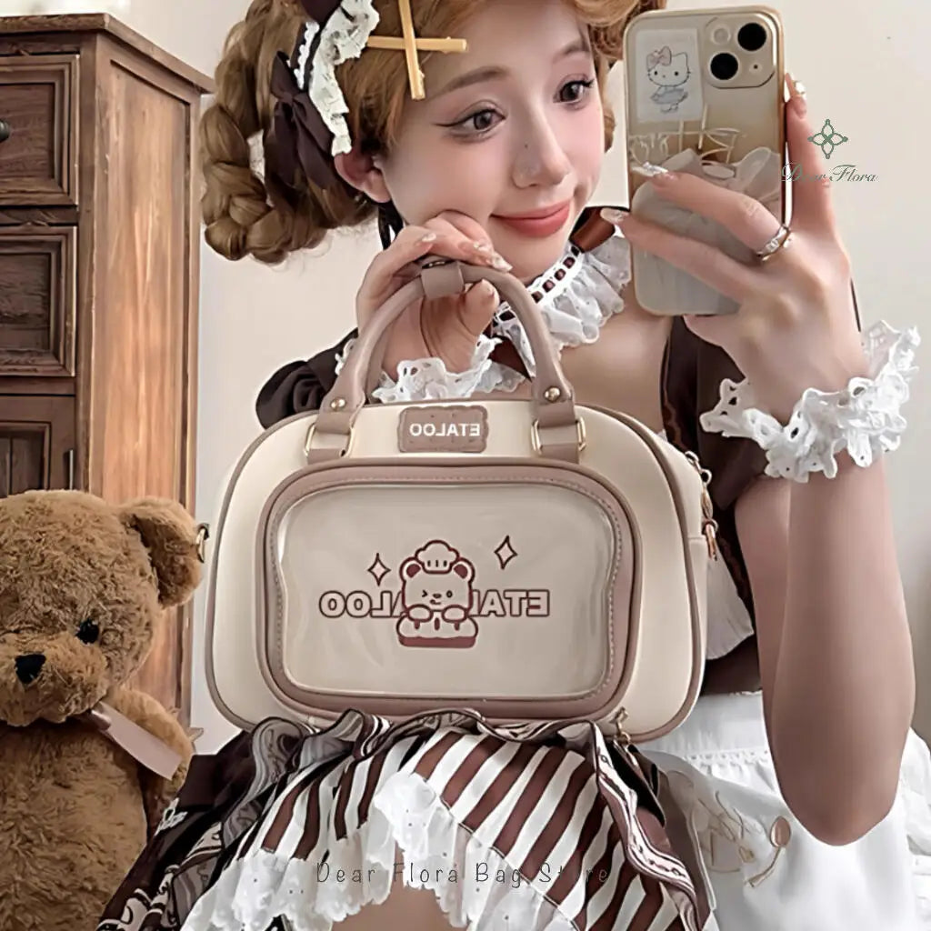 New Y2K Cute Ita Backpack Comic Exhibition Crossbody Bag Lolita Girl Transparent Cosplay Shoulder Bag DIY Badge Display Handbags
