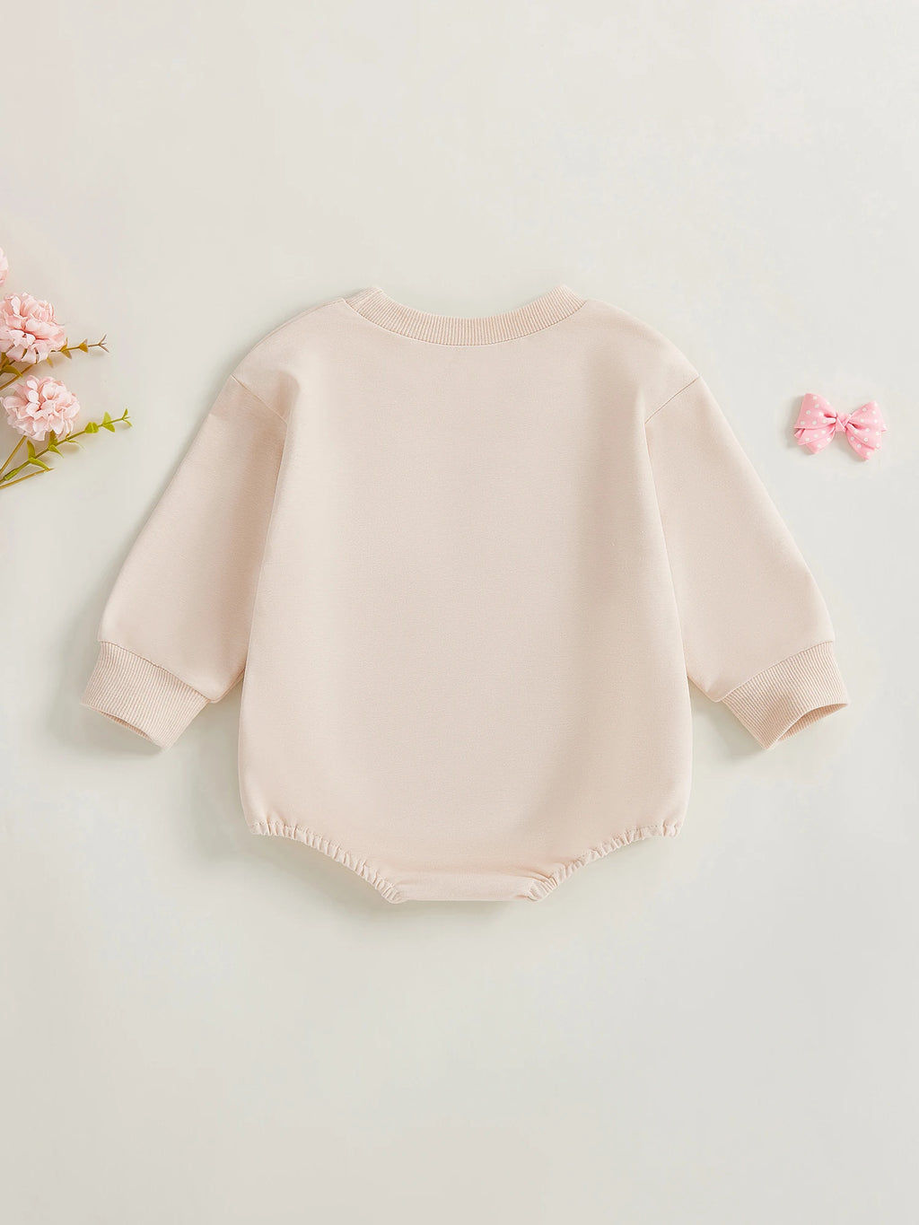 Infant Girl Fall Sweater Jumpsuit with Long Sleeves and O Neckline Adorned with Bow and Cross Embroidery