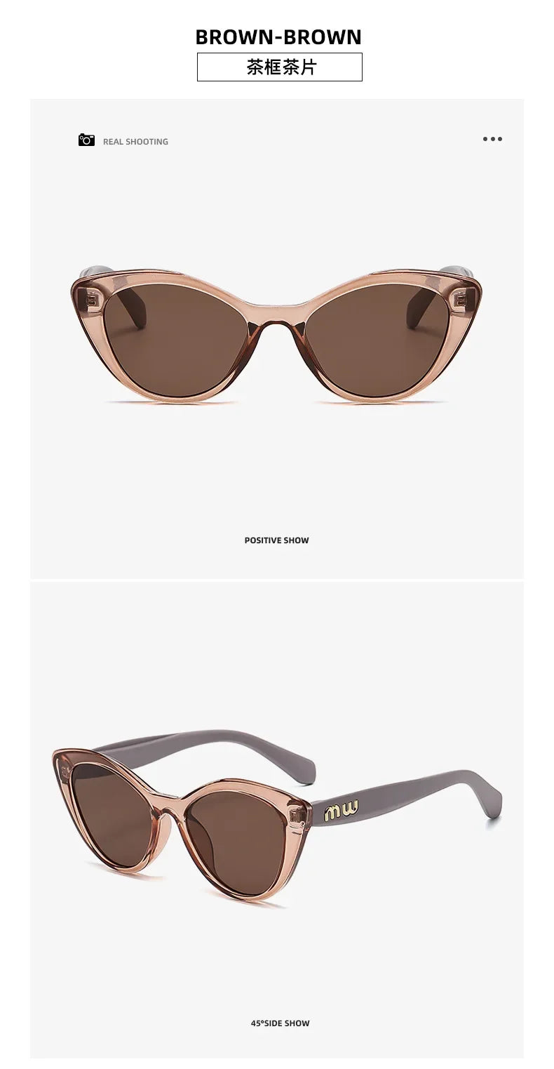 2026 New Fashion Cool Sunglasses Women Luxury Brand Letters Anti Strong Light Vintage Cat Eyes Sun Glasses Ladies Gafas UV400