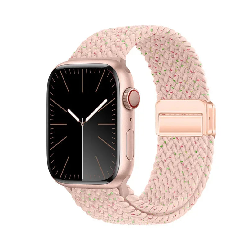 Braided Band For Apple Watch Strap 44mm 40mm 45mm 46mm 49mm 41mm 38 Magnetic Nylon Bracelet iWatch series se 7 6 8 9 10 Ultra 2