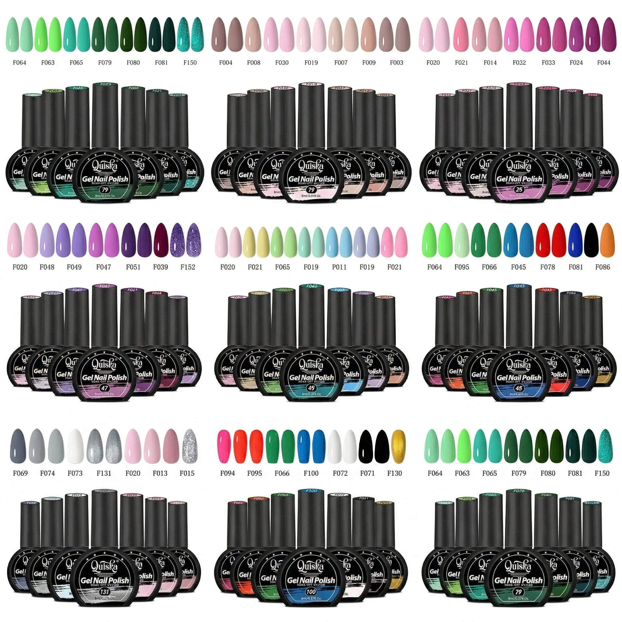 Quiska 7-Piece Nail Gel Kit — Designed for DIY Nail Art, Featuring Trendy Colors; Soak-Off UV Gel, Long-Lasting & Durable