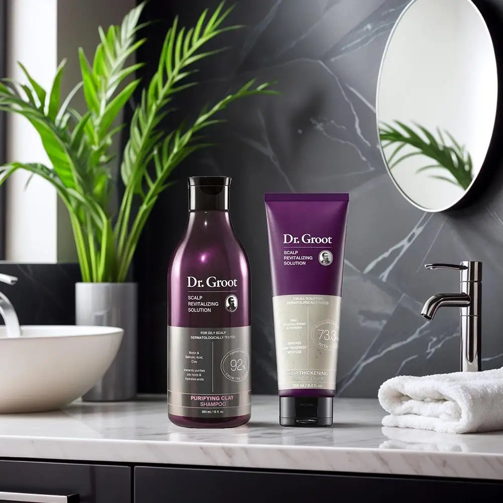 Dr. Groot Scalp Revitalizing Solution Hair Care Set Korean Brand 385ml Purifying Clay Shampoo 250ml Hair Thickening Conditioner