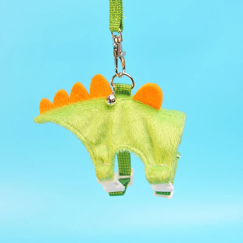 Ferret Lead Rope Vest Type Adjustable Pet Rope Cute Dinosaur Shape with Bell for Walking Mice