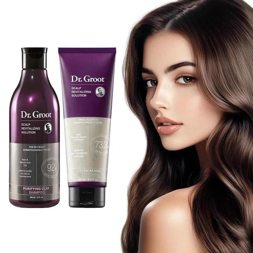 Dr. Groot Scalp Revitalizing Solution Hair Care Set Korean Brand 385ml Purifying Clay Shampoo 250ml Hair Thickening Conditioner
