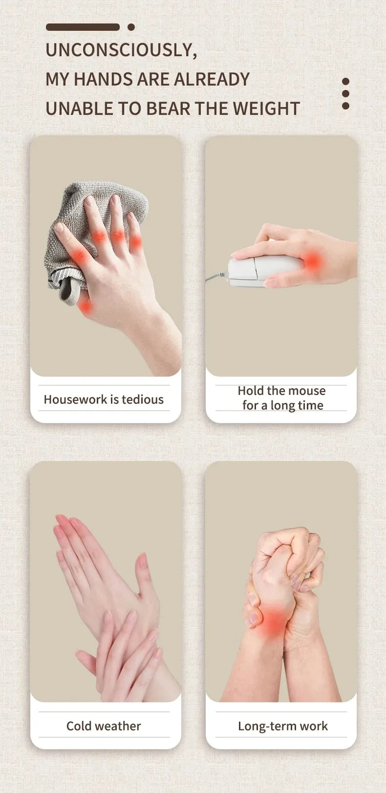 Hand Massager with Heat and Airbag Compression Carpal Tunnel Wrist Finger Kneading Massage Device Electric Vibration Gloves