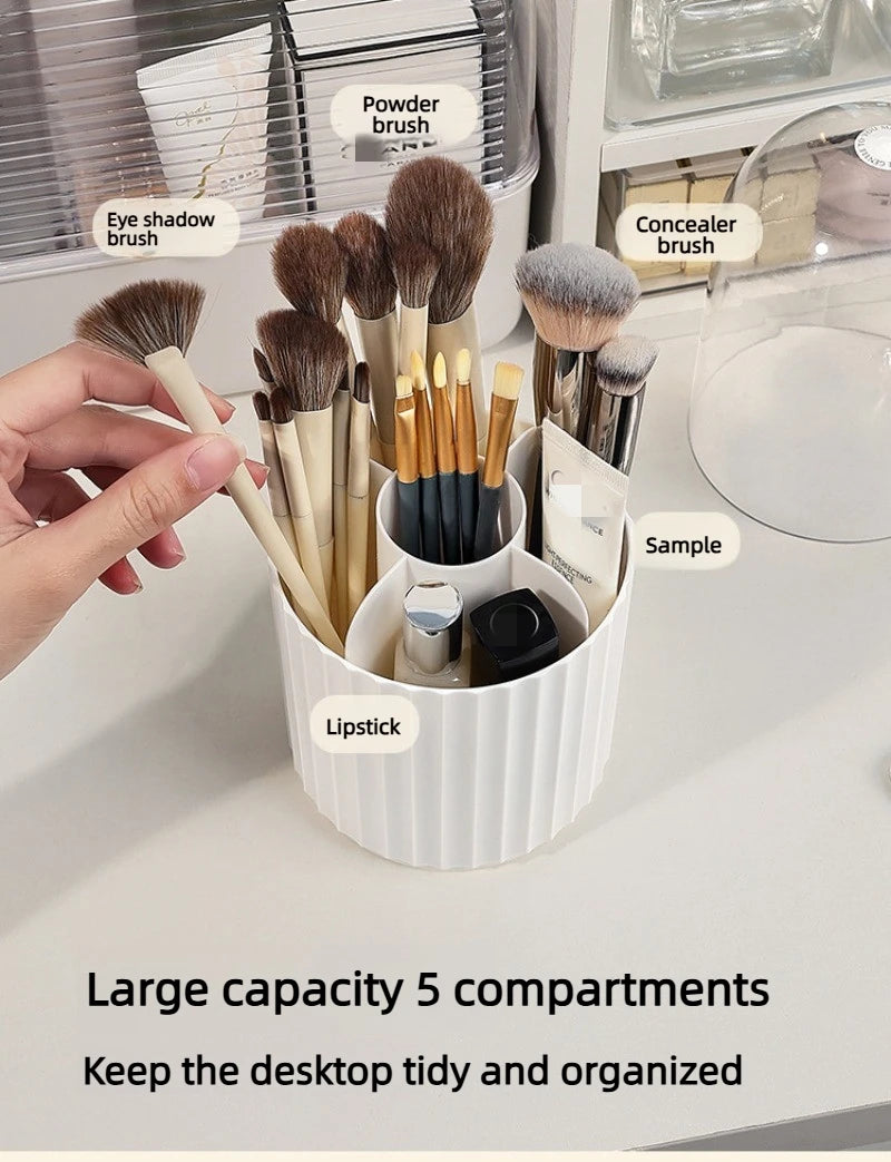 Makeup Brush Holder Organizer with Lid, 360 Degree Rotatable Makeup Brush Organizer Spinning Cosmetics Holders Brush Storage Box
