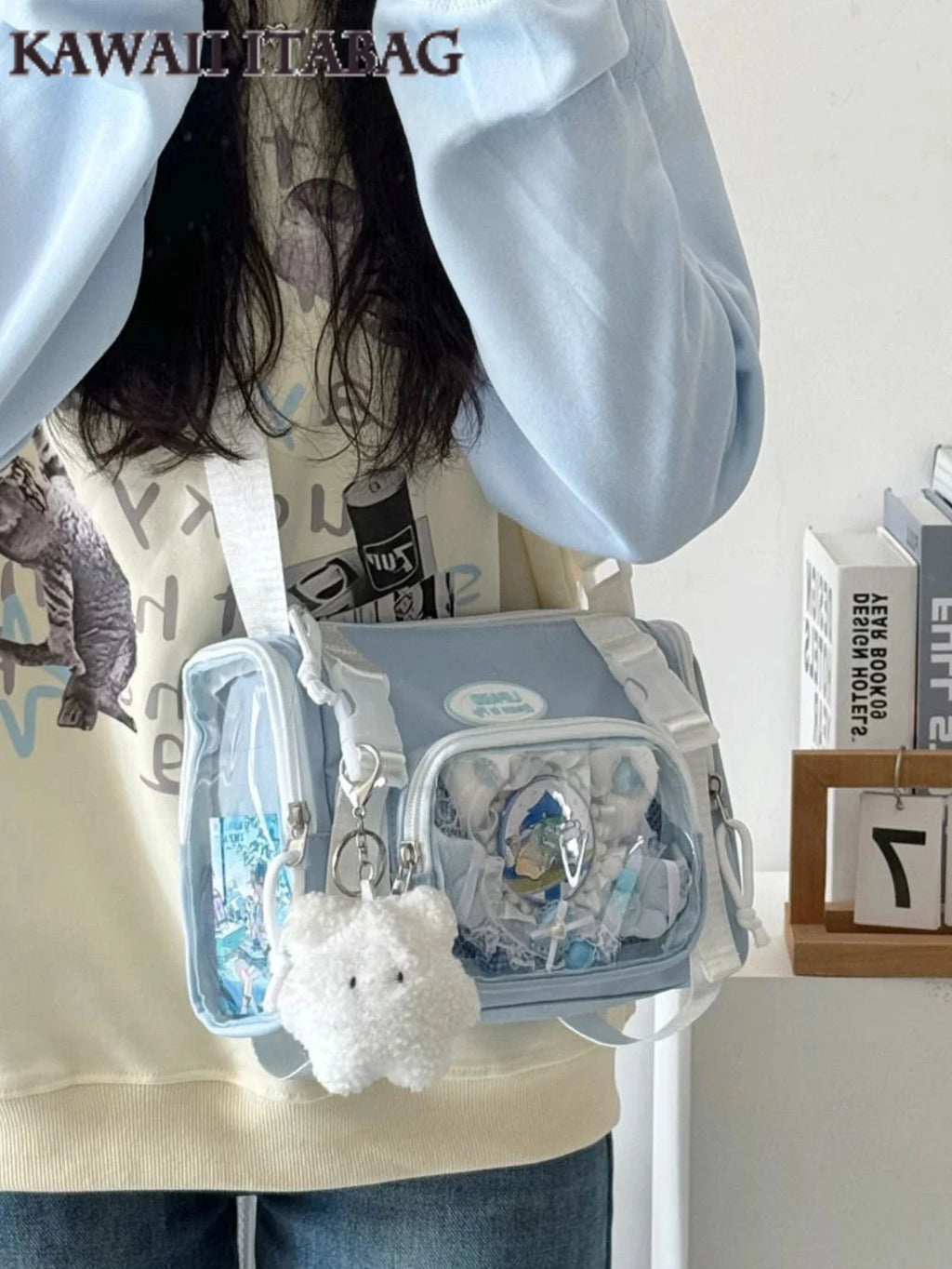 Y2K Fashion Clear Transparent Crossbody Bag Women Multipocket Itabag Summer Bucket Shoulder Bag for Students