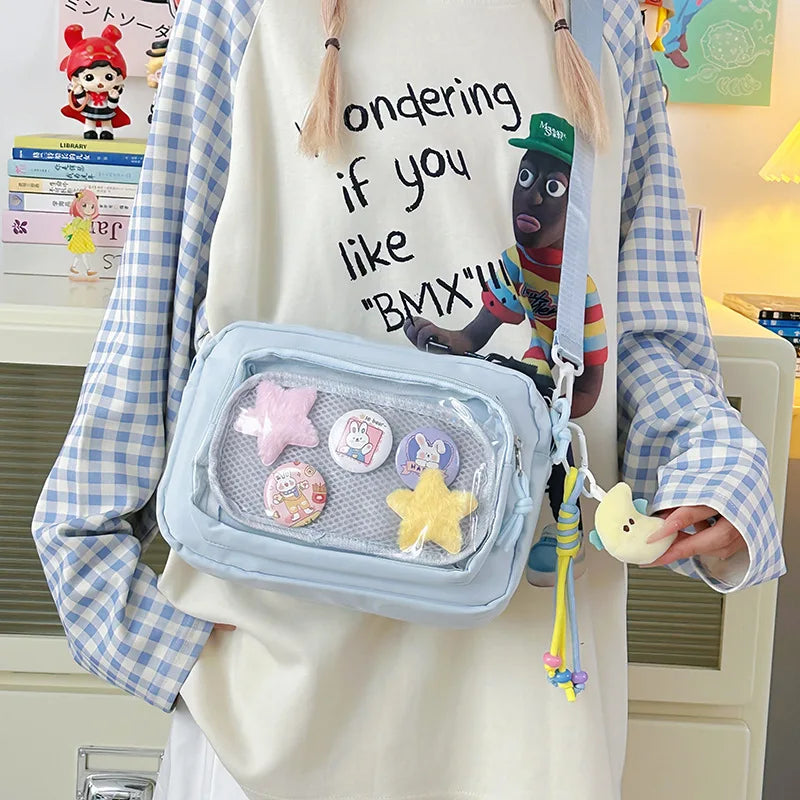 Japan and South Korea Cute Small Bag Female anime Pain Bag Pure Color Small Fresh Student Korean Simple Bag Crossbody Bag Female