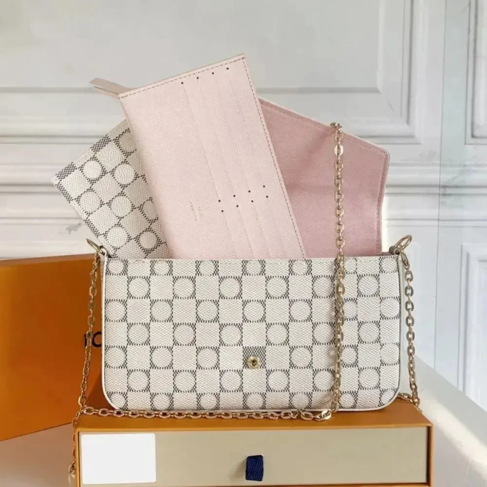 10A Bags 3/p Set Top Luxury Designer Wallet Shoulder Women Classic Flower Pochette Felicie Bag Leather Clutch Tote Messenger bag