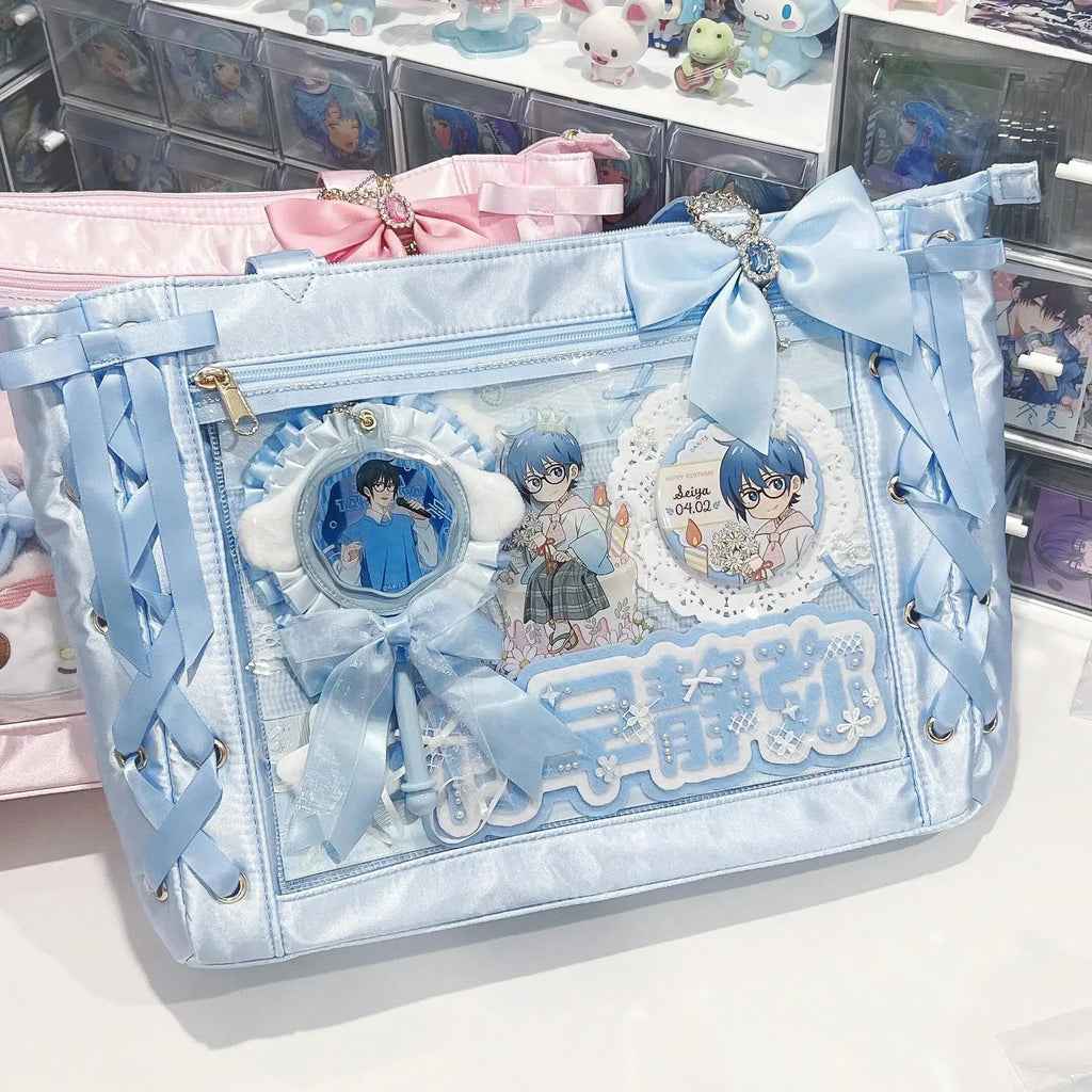 New Y2K Sweet Lolita Pink Ita Bag Women Japanese Transparent Large Capacity Tote Bag Ladies Harajuku Kawaii Handbag Aesthetic