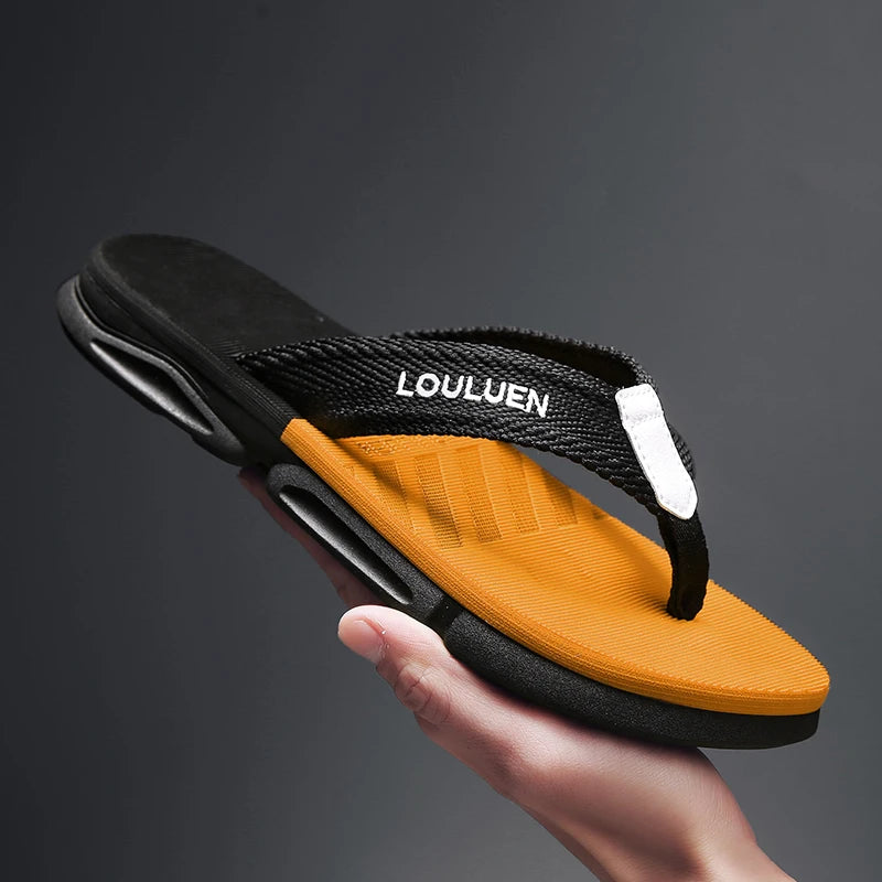 [Color blocked flip flops] Comfortable color blocked flip flops - Men's non slip casual rubber bottom EVA flip flops, suitable f