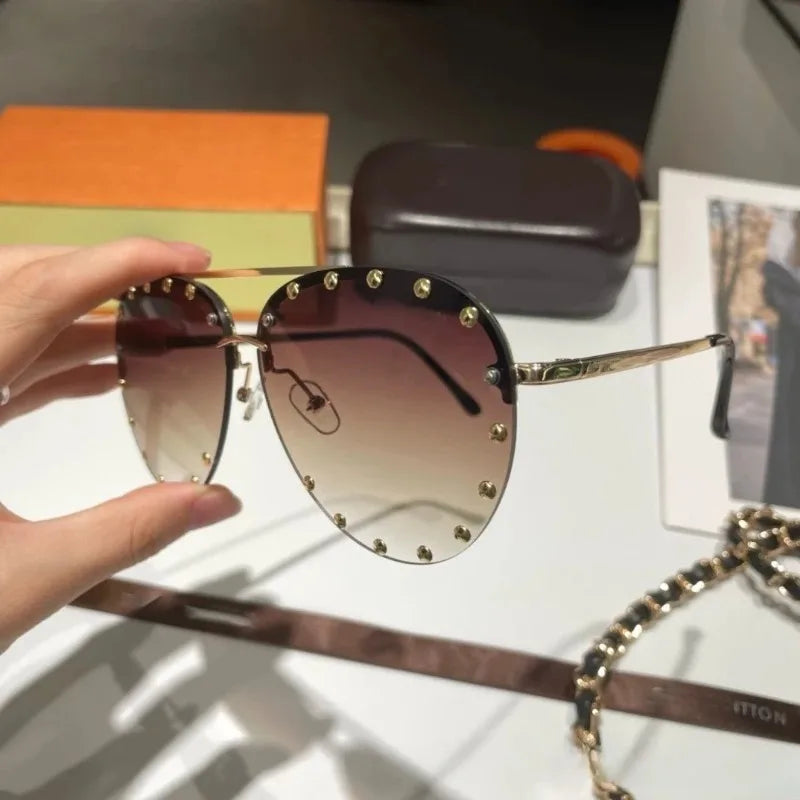 Oversized Metal Frame Sunglasses Men Women Fashion Vintage Polarized Brand Shades Eyewear Driving Sun Glasses