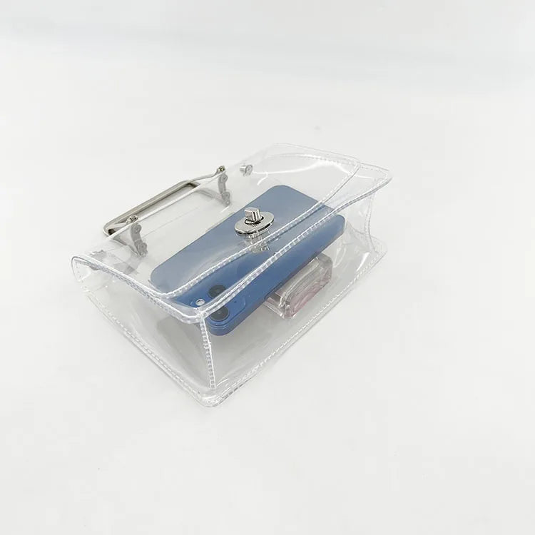 Summer jelly transparent pvc bag clear metal handle small square bag waterproof design chains flap shoulder crossbody bag beach