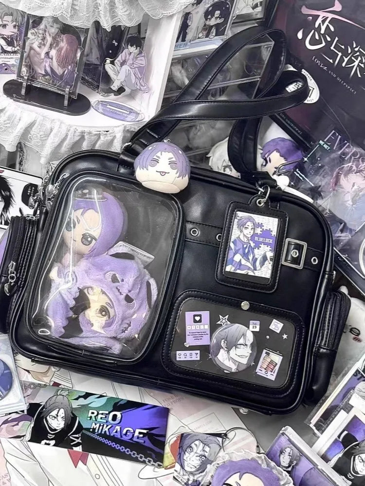 New Y2K Cute Ita Bag Concert Large Capacity Shoulder Bag Lolita Girl Transparent Backpack DIY Badge Display Casual Crossbody Bag