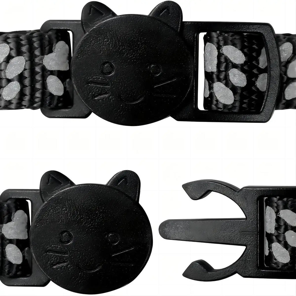 2 PC cat and dog footprints really reflective pet collar+strip reflective pet collar, reflective anti-lost pet collar.