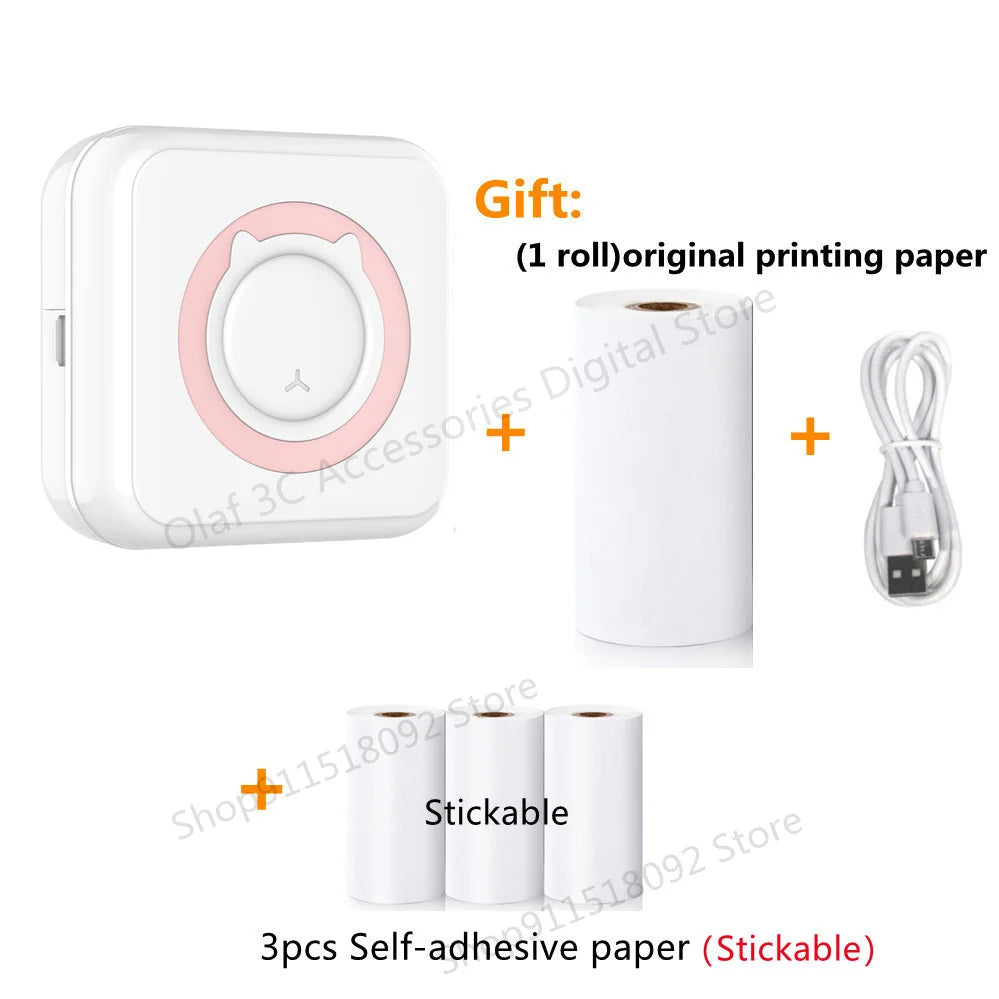 Meow Mini Label Printer Thermal Portable Printers Stickers Paper Inkless Wireless Impresora Portátil 200dpi Android IOS 57mm