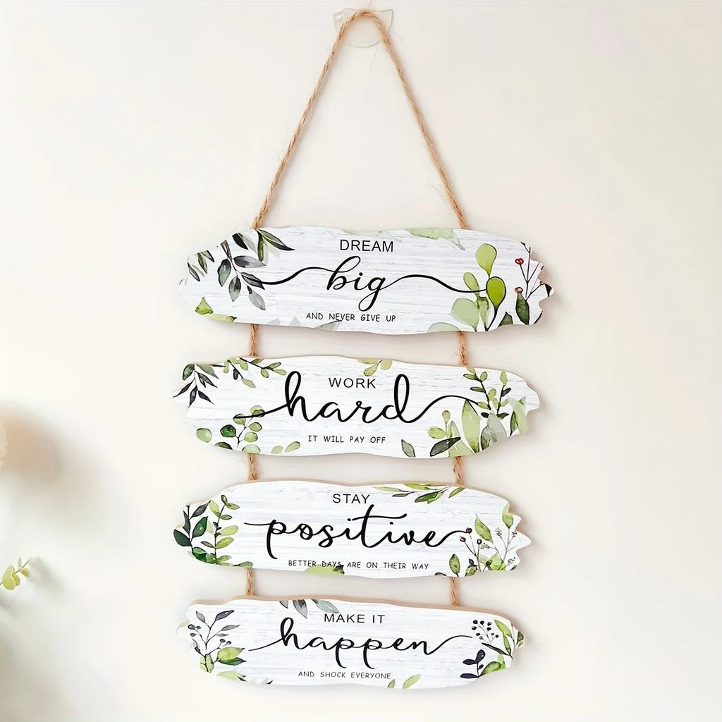 1pc Rustic Wooden Inspirational Hanging Festive Decor For Home & Gift, 3D Wall Art With Rope For Room & Holiday