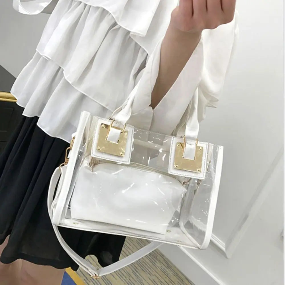 Transparent Jelly Crossbody Bag PVC Designer Square Summer Beach Handbag Large Capacity Adjustable Strap Shoulder Messenger Bag