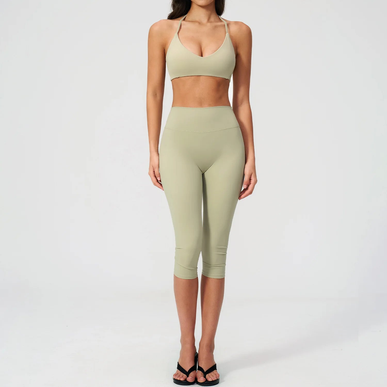 Yoga Set 2PCS Sports Set Short Sleeve Fitness Outfits Women Tracksuit Workout Clothes Running Capri Pants Gym Suit Athletic Wear