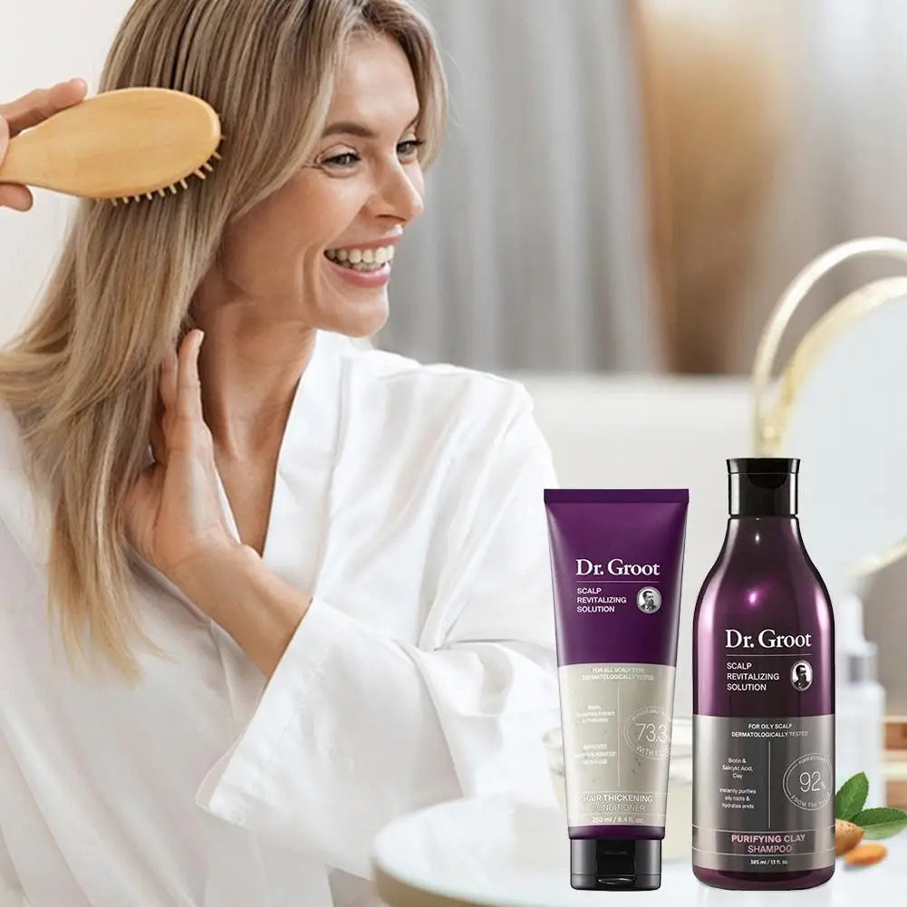 Dr. Groot Scalp Revitalizing Solution Hair Care Set Korean Brand 385ml Purifying Clay Shampoo 250ml Hair Thickening Conditioner