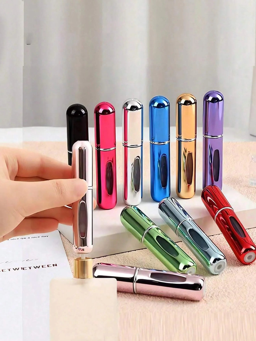 5Pcs Perfume Refillable Bottle Spray Bottling Dispenser Mini Portable Empty Liquid Container Travel Travel Essentials Travel Organizer For Beach Summer Vacation Back To School School Supplies Holiday Camping Holiday Essential