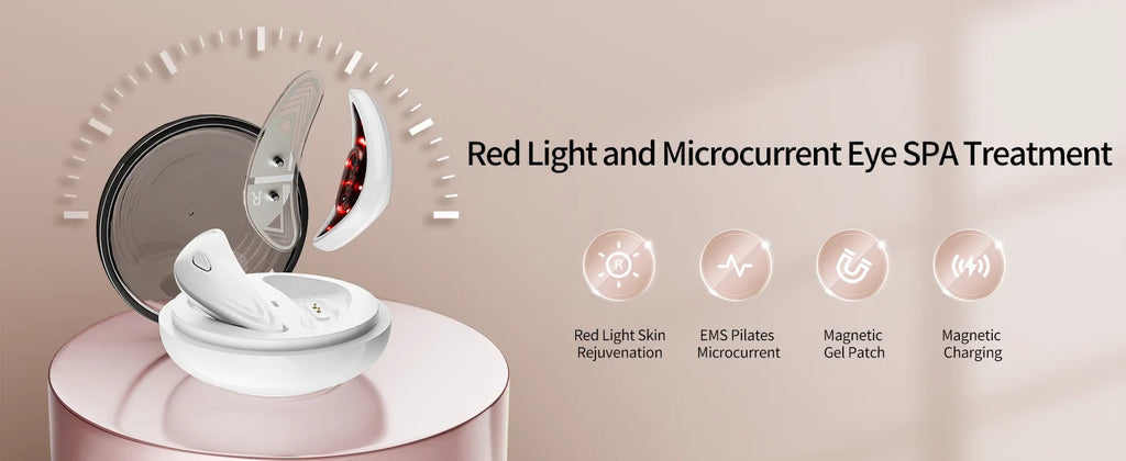 EMS Redlight Eye Massage and Stainless Steel Cooling Eye Pad Eyes Beauty Device for Puffy Eyes Reduce Bags & Dark Circles