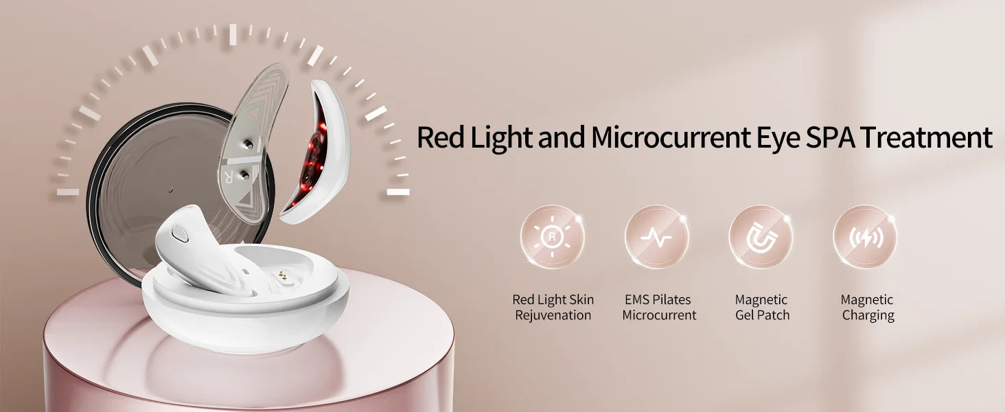 EMS Redlight Eye Massage and Stainless Steel Cooling Eye Pad Eyes Beauty Device for Puffy Eyes Reduce Bags & Dark Circles