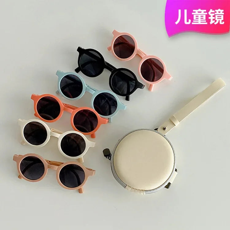 Foldable Kids Sunglasses Girls Boy Children Sun Glasses Round Street Beat Eyeglasses Cute Baby Shades Eyewears
