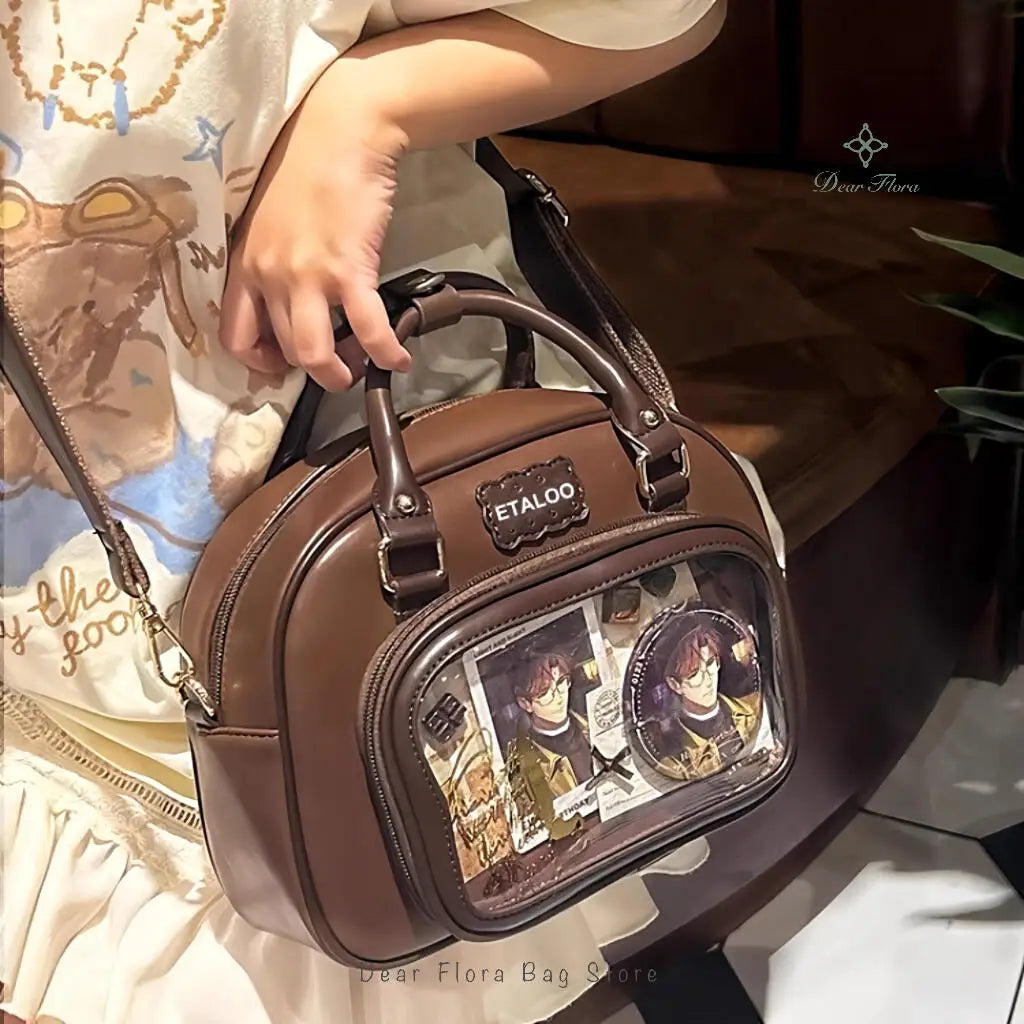 New Y2K Cute Ita Backpack Comic Exhibition Crossbody Bag Lolita Girl Transparent Cosplay Shoulder Bag DIY Badge Display Handbags