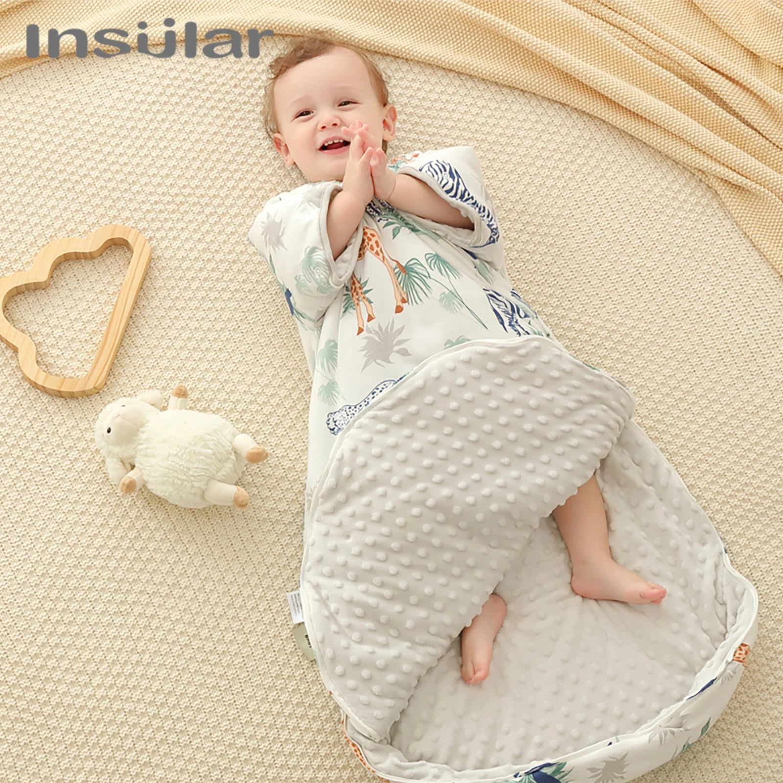 INSULAR Baby Thickened Sleeping Bags Infant Warm Pajamas Kids Cartoon Cotton Sleep Sack Toddler Anti-kick Onesuit Autumn Winter