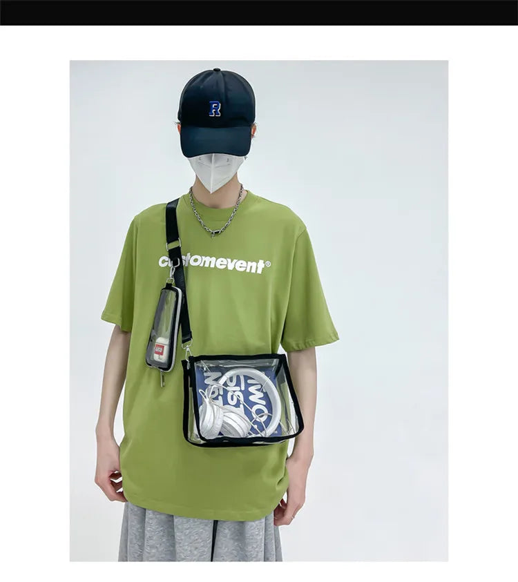 PVC Transparent Shoulder Bag 2 IN 1 Adjustable Shoulder Straps Casual Clear Crossbody Bag Fashion Couple Bag for Boys & Girls