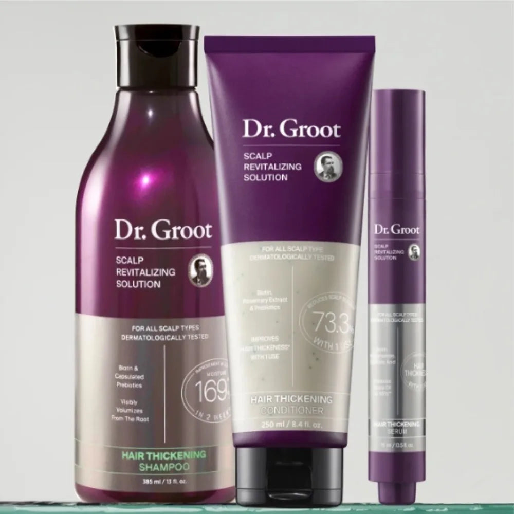 Dr. Groot Scalp Revitalizing Solution Hair Care Set Korean Brand 385ml Purifying Clay Shampoo 250ml Hair Thickening Conditioner