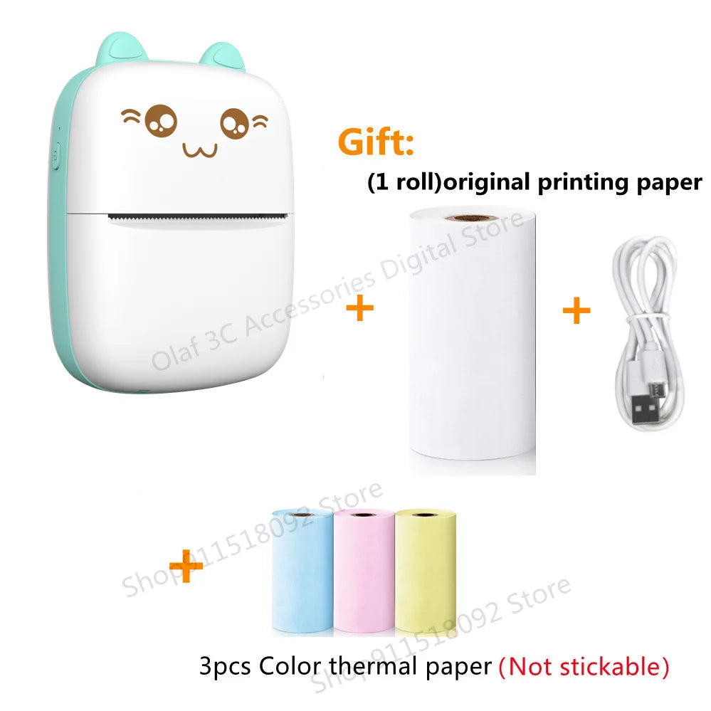 Meow Mini Label Printer Thermal Portable Printers Stickers Paper Inkless Wireless Impresora Portátil 200dpi Android IOS 57mm