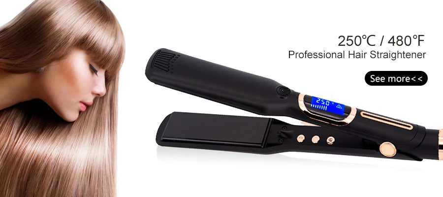 Korean Hair Straightener Keratin Treatment Floating Wide Plate Ceramic Flat Iron Dual Voltage Hair Curling Iron Salon Styler