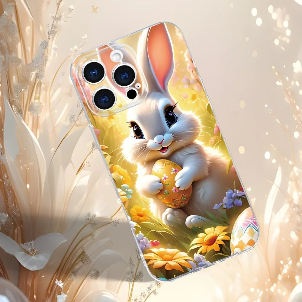 A colorful Easter Bunny egg pattern premium soft protective case for iPhone X/XS/XR/11/12/13/14/15/16 Plus Pro Max