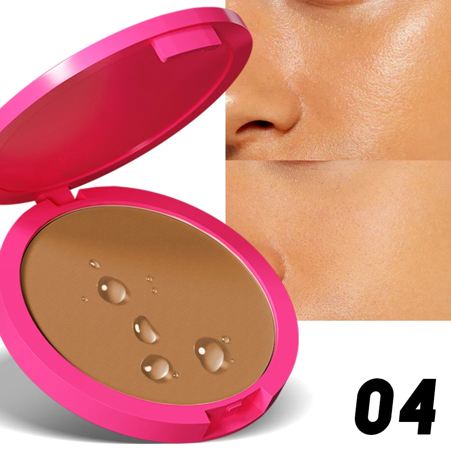 Natural Matte Pressed Powder Oil Control Brighten Whitening Face Base Foundation Compact Concealer Makeup Cosmetics