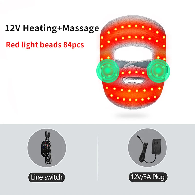 Electric Heated Facial Mask Red Light Therapy Facial Massager Relieves Facial Spasms Muscle Stiffness Jaw Ache Stress Relief