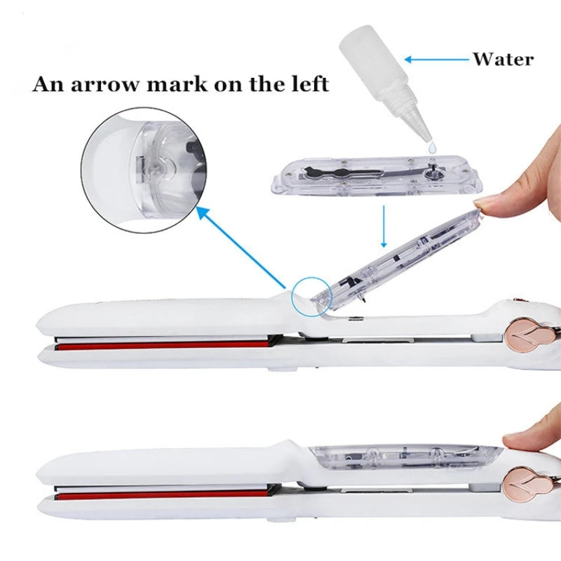 Professional Steam Hair Straightener Infrared Care Ceramic Coated 2 Inch Wide Plates for Salon Straightening Styling