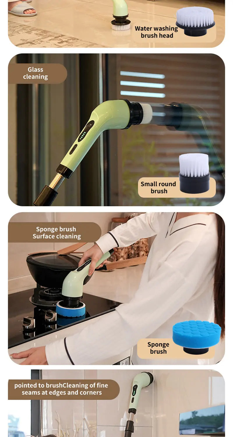 Cordless Electric Spin Scrubber Multipurpose, Cleaning Brush for Kitchen Bathroom Toilet Floor, Hair Broom Mop Household Gadget