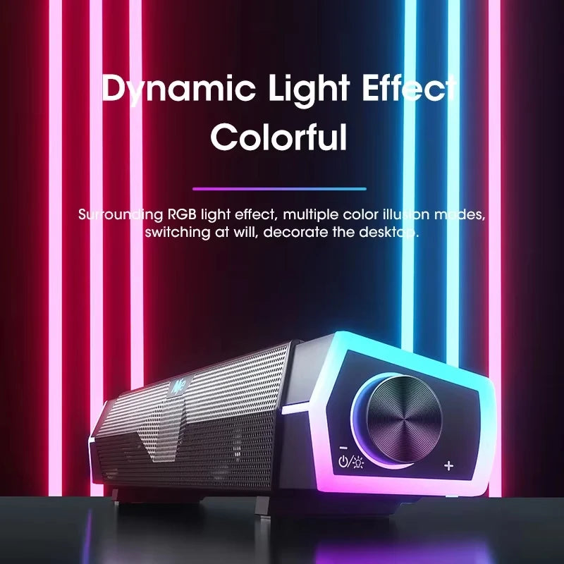 Bluetooth Speaker Bar for Home Audio and Video with 4D Surround Sound Subwoofer Wired Wireless RGB for TV PC