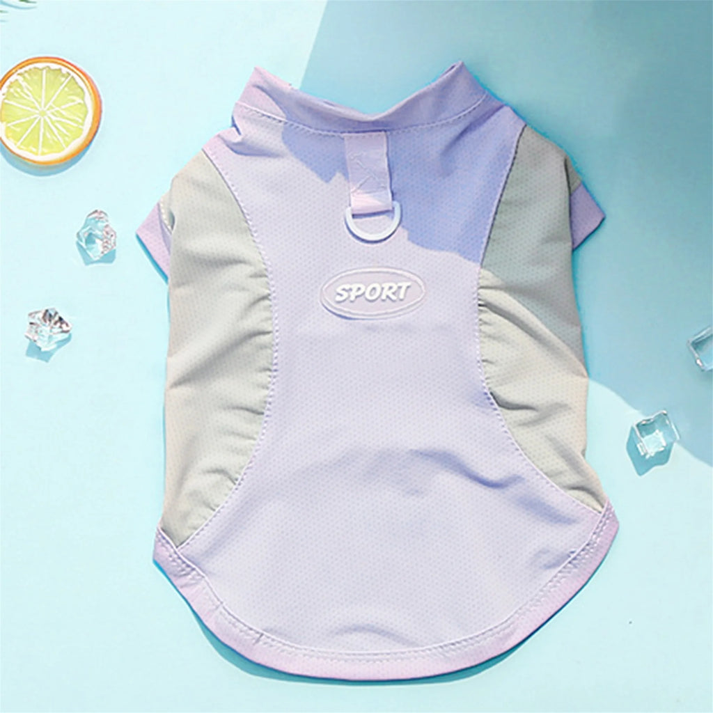 Breathable Cooling Dog T-Shirt with Ice Silk Material for Cats and Puppies - Lightweight and Soft Pet Tank Tops in Contrast