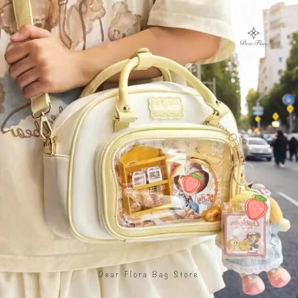 New Y2K Cute Ita Backpack Comic Exhibition Crossbody Bag Lolita Girl Transparent Cosplay Shoulder Bag DIY Badge Display Handbags