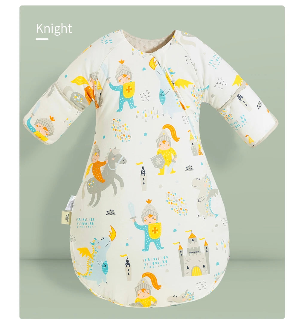 INSULAR Baby Thickened Sleeping Bags Infant Warm Pajamas Kids Cartoon Cotton Sleep Sack Toddler Anti-kick Onesuit Autumn Winter