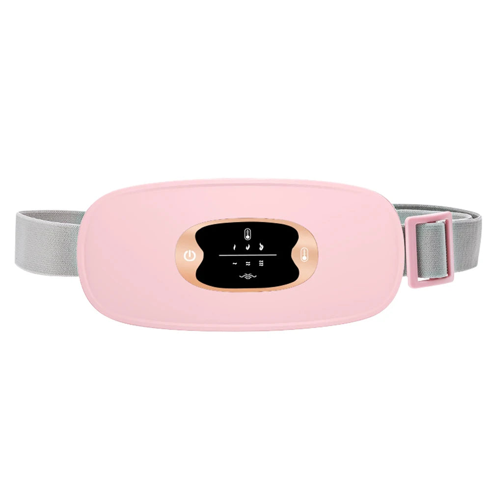 Electric Period Cramp Massager Vibrating Heating Period Pads Belt for Menstrual Colic Waist Stomach Abdominal Warm Palace Belt